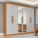 Ver imagem 1 de Guarda-roupa Casal 6 Portas Easy Slim com Espelho Amendoa/off White