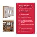 Ver imagem 6 de Guarda-roupa Casal 6 Portas Easy Slim com Espelho Amendoa/off White
