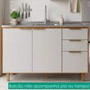 Ver imagem 2 de Balcão para Pia 3 Portas 2 Gavetas 120 cm MDF Bari Freijo Off Acetinado Poliman