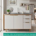 Ver imagem 6 de Balcão para Pia 3 Portas 2 Gavetas 120 cm MDF Bari Freijo Off Acetinado Poliman