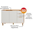 Ver imagem 4 de Balcão para Pia 3 Portas 2 Gavetas 120 cm MDF Bari Freijo Off Acetinado Poliman