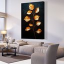 Ver imagem 1 de Quadro Decorativo Folhas Douradas Fundo Black Sala Quarto Casa Escritório
