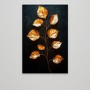 Ver imagem 3 de Quadro Decorativo Folhas Douradas Fundo Black Sala Quarto Casa Escritório