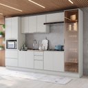 Ver imagem 1 de Cozinha Completa Fineze 12 Portas 4 Gavetas com Vidro 100% MDF Areia Hp - Henn