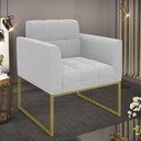 Ver imagem 2 de Poltrona para Sala Base Industrial Dourado Ana Bouclé Cinza - Ibiza