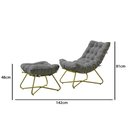 Ver imagem 2 de Poltrona Costela Luxo com Puff EVA Metal Dourado Veludo Cinza