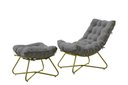 Ver imagem 3 de Poltrona Costela Luxo com Puff EVA Metal Dourado Veludo Cinza