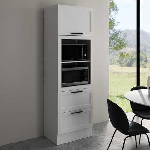 Torre Quente Cozinha em Mdf 70x222cm 1 Porta e 2 Gavetas Branca Cz4312