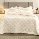 Ver imagem 2 de Kit Colcha Casal 3 Pçs Bordados em Cetim 300 Fios Ornament 100% Algodão 230x260cm Altenburg Bege But