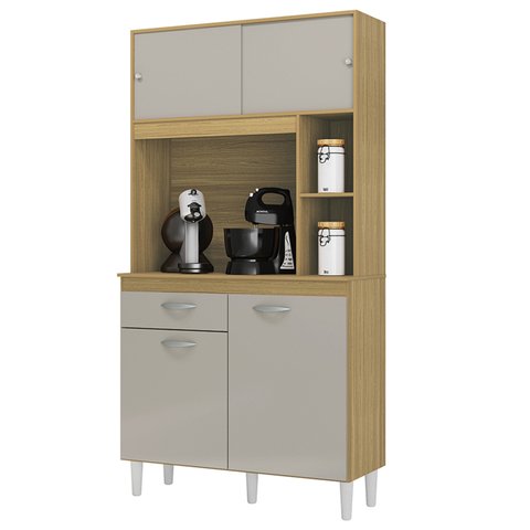 Armário de Cozinha Compacta 90cm Parisi P11 Damasco/off White - Mpozenato