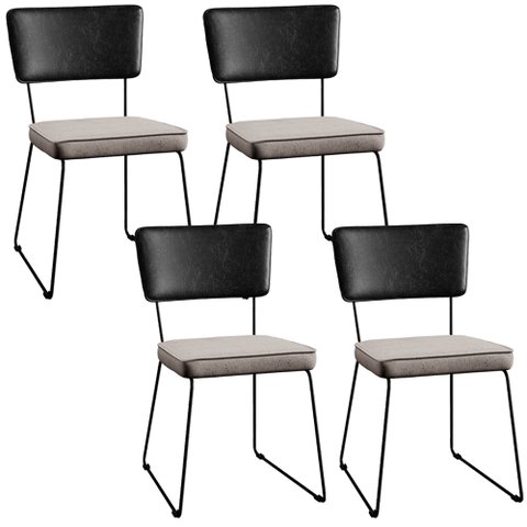 Kit 04 Cadeiras Decorativas Estofada Sala Jantar Allana L02 Couríssimo Preto Linho Bege - Lyam Decor