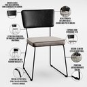 Ver imagem 4 de Kit 04 Cadeiras Decorativas Estofada Sala Jantar Allana L02 Couríssimo Preto Linho Bege - Lyam Decor