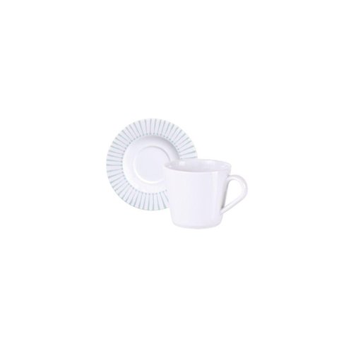 Conjunto Xícara e Pires de Chá Tramontina Monocroma em Porcelana Decorada 185 Ml 2 Peças
