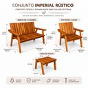 Ver imagem 3 de Conjunto Bancos Rústicos 2 Lugares, 2 Poltronas e Mesa de Apoio Jardim Madeira Maciça