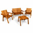 Ver imagem 7 de Conjunto Bancos Rústicos 2 Lugares, 2 Poltronas e Mesa de Apoio Jardim Madeira Maciça