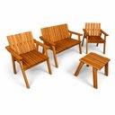Ver imagem 6 de Conjunto Bancos Rústicos 2 Lugares, 2 Poltronas e Mesa de Apoio Jardim Madeira Maciça