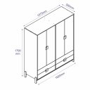 Ver mais imagens de Guarda-roupas Madeira 178cm 4 Portas 4 Gavetas | Alla