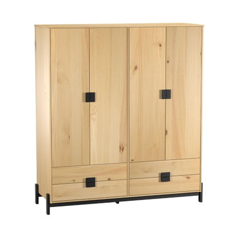 Guarda-roupas Madeira 178cm 4 Portas 4 Gavetas | Alla