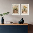Ver imagem 1 de Kit 2 Quadros Vintage Livros com Flores do Campo 45x34cm:moldura Preta
