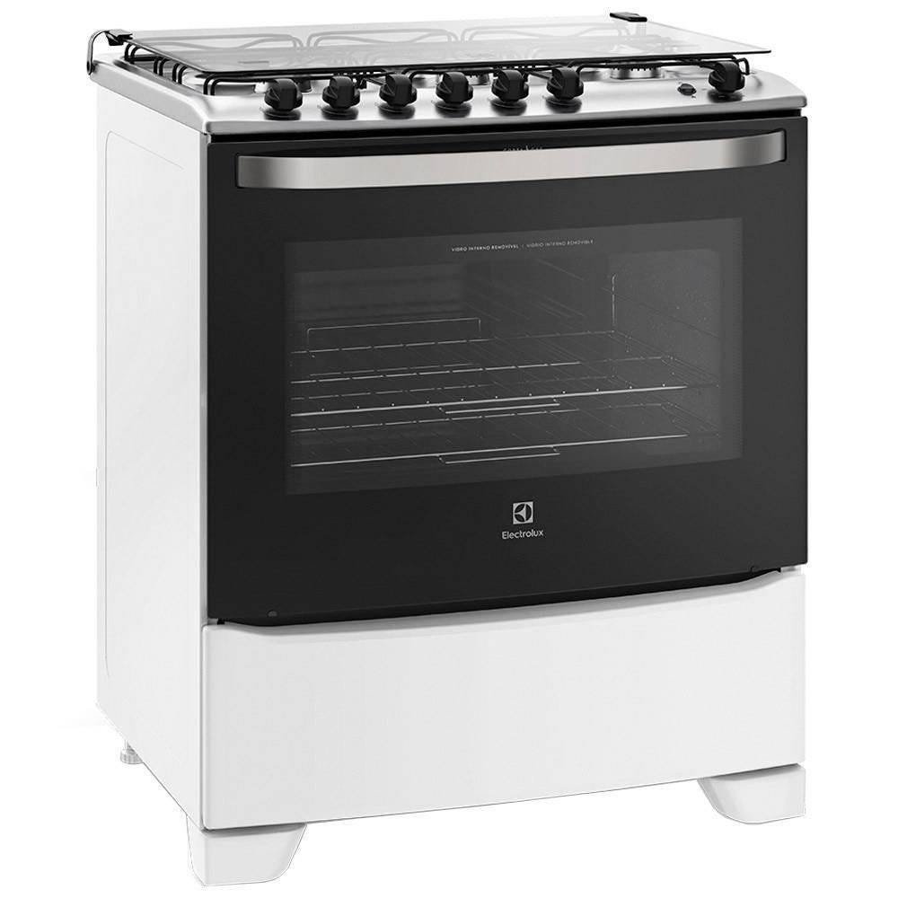 Fogão de Piso Electrolux 6 Bocas Full Glass 76Bs Branco Bivolt ...