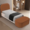 Ver imagem 1 de Cabeceira Cama Box 100cm Lanna com Puff Recamier Doha W01 Bouclê Terracota - Lyam Decor