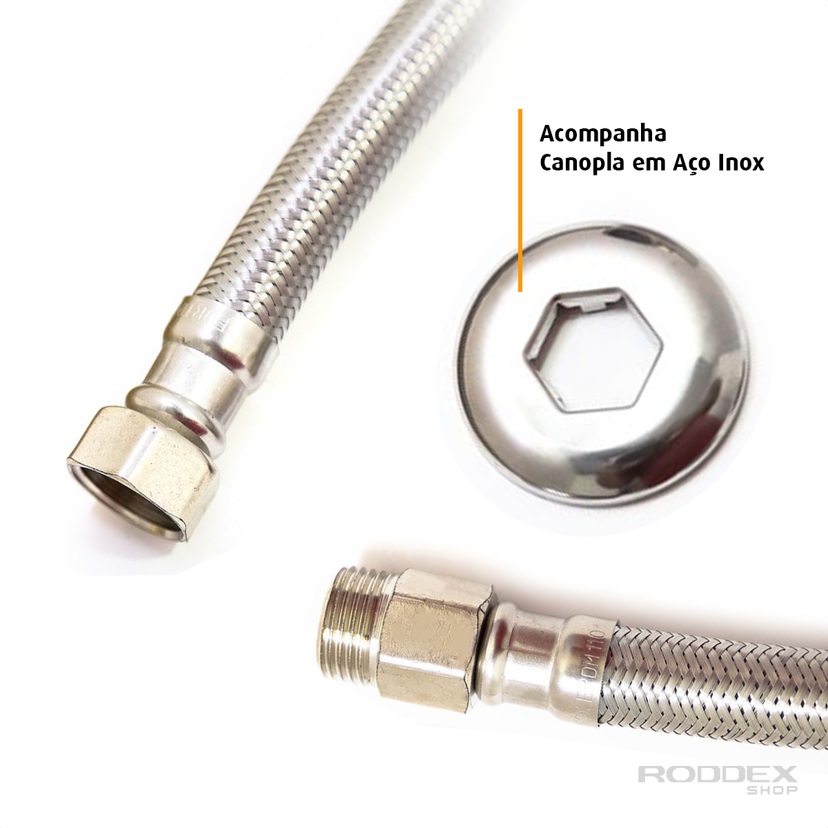 Rabicho Engate Flexivel Aço Inox Mx F 1,00M 1/2 Entrada Água ...