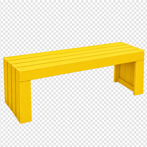 Banco Reto Amarelo sem Encosto em Madeira Plástica 3 Lugares 150cm Lanci/ Bc-03 Amarelo