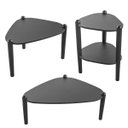 Ver imagem 3 de Conjunto Sala Estar Mesa Centro Lateral Orgânica Pé Madeira Nero/preto