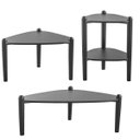 Ver imagem 1 de Conjunto Sala Estar Mesa Centro Lateral Orgânica Pé Madeira Nero/preto