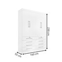 Ver imagem 3 de Guarda Roupa Solteiro 4 Portas 8 Gavetas Mônaco D'doro Branco