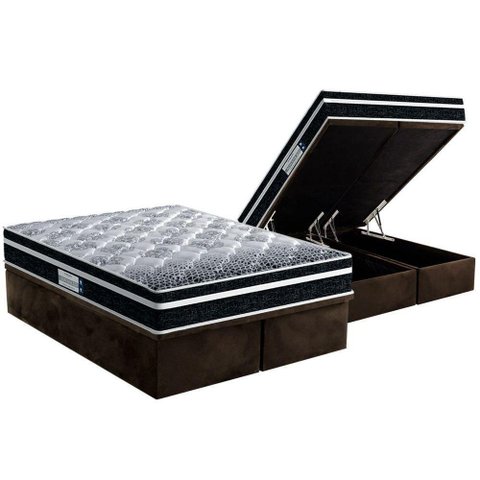 Cama Box Baú Queen: Colchão Ortopédico Probel D33/ep Prodormir Tech1500 Plus + Base Brown(158x198