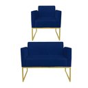 Ver imagem 1 de Kit 1 Namoradeira e 1 Poltrona Marisa Suede Azul Marinho