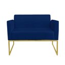 Ver imagem 4 de Kit 1 Namoradeira e 1 Poltrona Marisa Suede Azul Marinho
