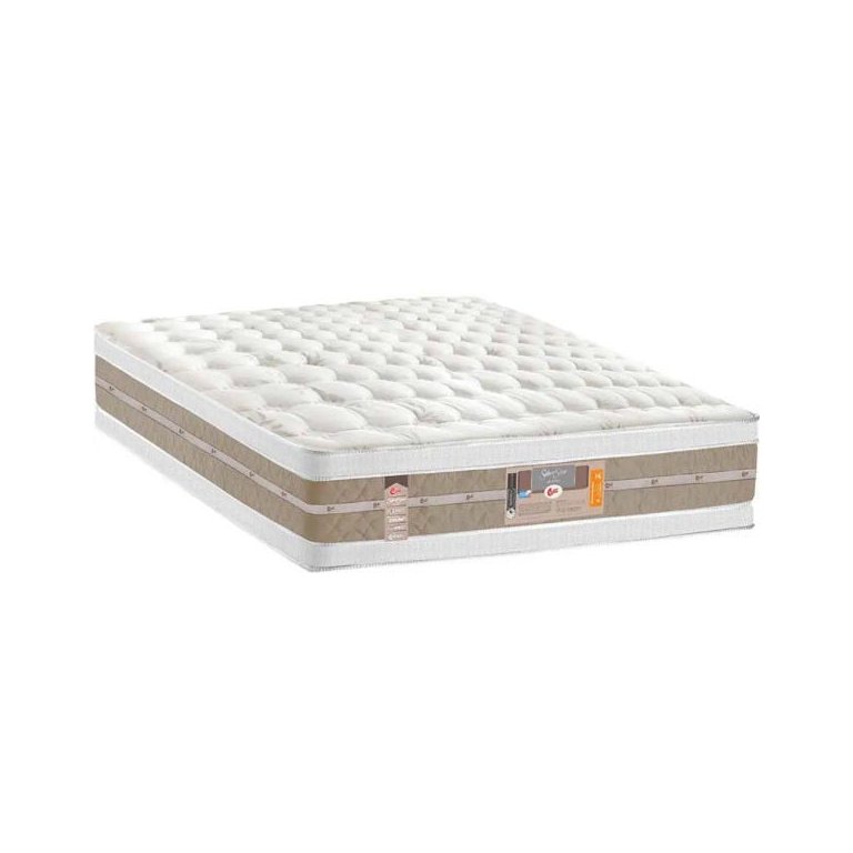 Colchão Casal Castor Silver Star Air Pocket Double Face 138x188x34 - - Palha / Bege