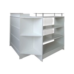 Balcão Caixa + Expositor Vidro 100% Mdf Branco Desmontado - Suprema Móveis - 1