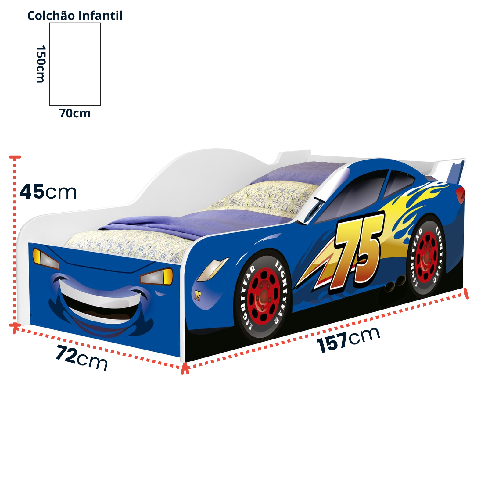 Cama Infantil Carro de Corrida vidaXL, MDF