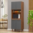 Ver imagem 2 de Paneleiro Pop Torre Quente 70cm com 4 Portas e 1 Nicho Freijo/chumbo/freijo