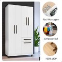 Ver imagem 5 de Guarda Roupa Roupeiro Solteiro 5 Portas 1 Gaveta Laguna Quarto Branco