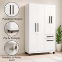 Ver imagem 4 de Guarda Roupa Roupeiro Solteiro 5 Portas 1 Gaveta Laguna Quarto Branco