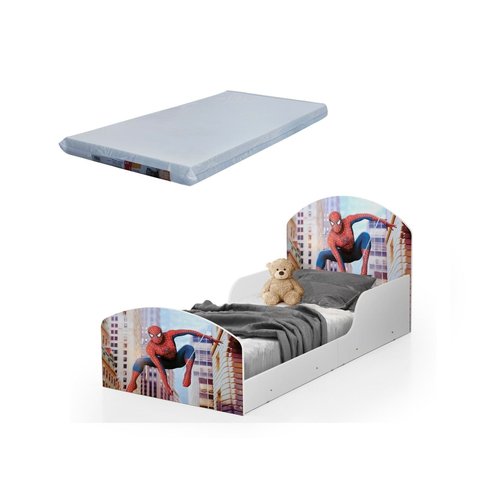 Mini Cama Adesivada Infantil 100%MDF Aranha com Colchão Incluso