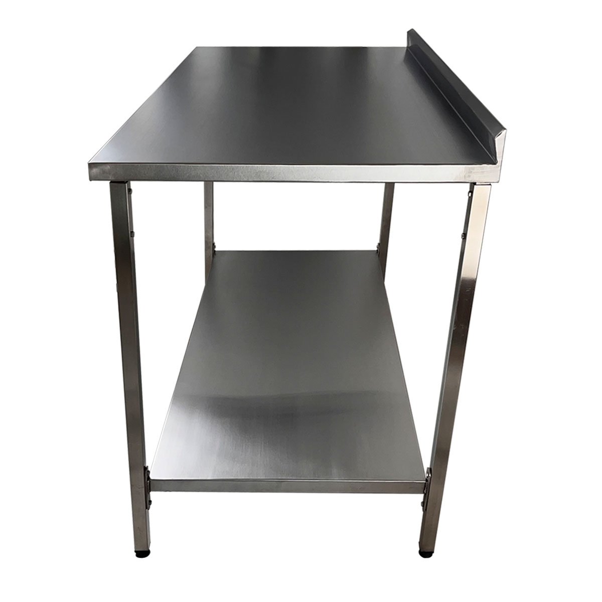 Mesa de Aço Inox Industrial 130x60x90 Cm com 1 Prateleira Plano Liso com Espelho Nortinox Stander - 2