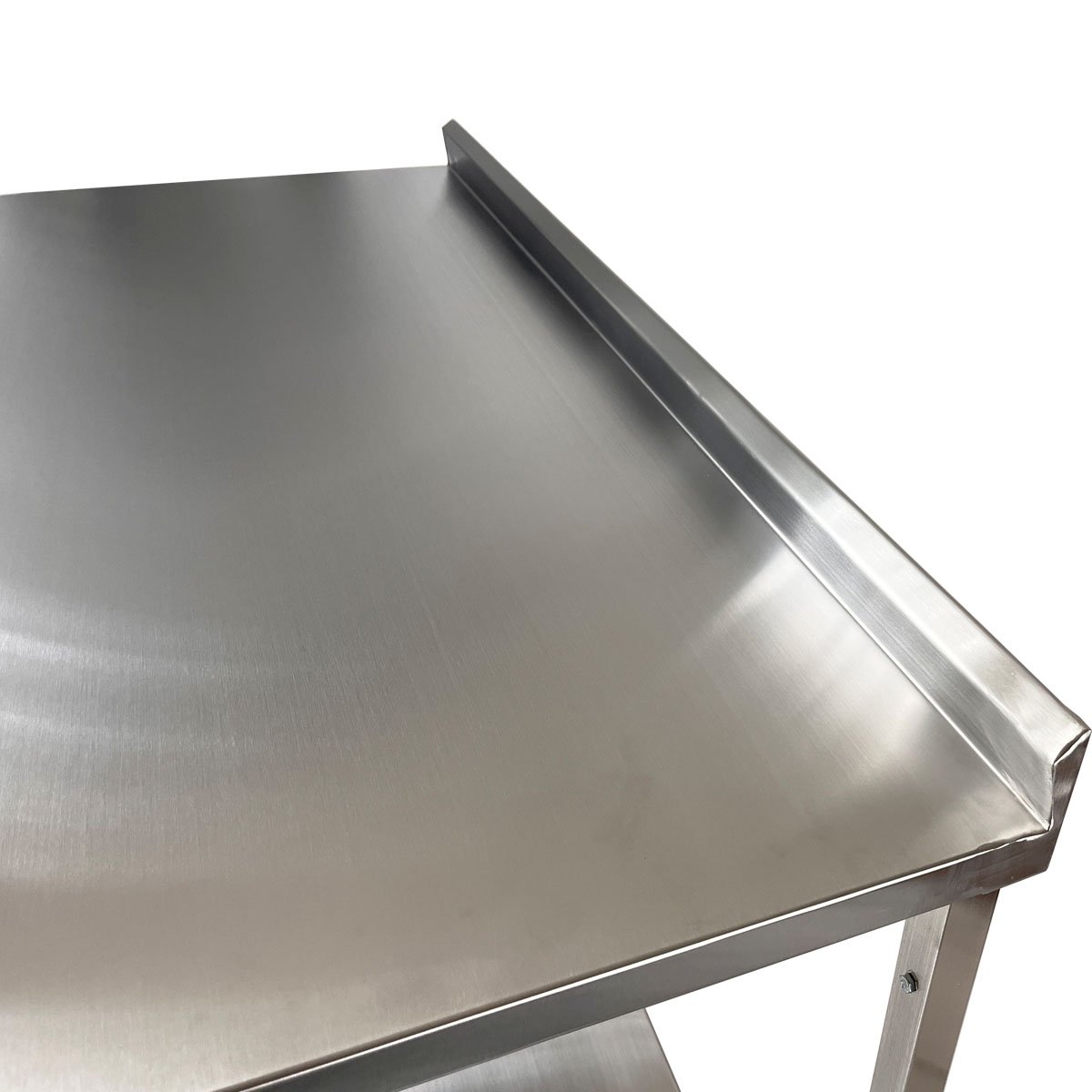 Mesa de Aço Inox Industrial 130x60x90 Cm com 1 Prateleira Plano Liso com Espelho Nortinox Stander - 4