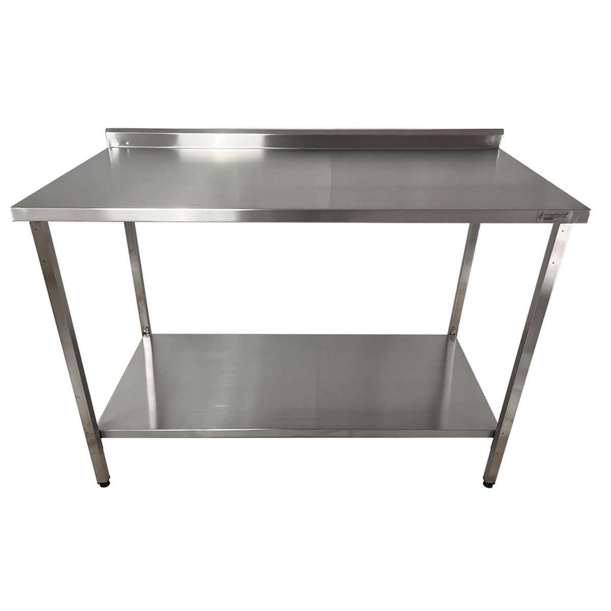 Mesa de Aço Inox Industrial 130x60x90 Cm com 1 Prateleira Plano Liso com Espelho Nortinox Stander - 3