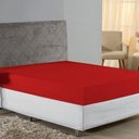 Ver imagem 1 de Lençol com Elástico Casal Nobre Viúva 1 Peça 30cm de Altura Malha 100% Algodão - Vermelho