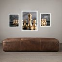 Ver imagem 2 de Set 3 Quadros Decorativos Jogo de Xadrez:moldura Preta
