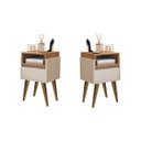Ver imagem 1 de Kit 2 Mesas de Cabeceira Evora Pés Palito Off white / Nature - JM Casa dos Moveis