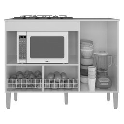 Balcão Cozinha para Cooktop e Microondas Multimóveis CR20115 Canelato Rústico/Grafite - 4