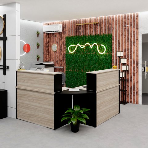 Balcão Atendimento de Canto C/ Gaveteiro Recepção 1200x600 Netmobil - Dubai