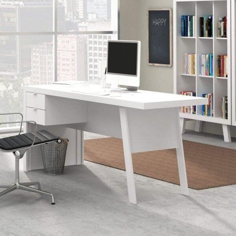 Escrivaninha Mesa Escritório ME4122 2 Gavetas 163cm Branca