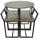 Ver imagem 1 de Mesa Redonda Jantar Prime Compacta de Madeira 4 Cadeiras Tabaco Linheiro BF Decor